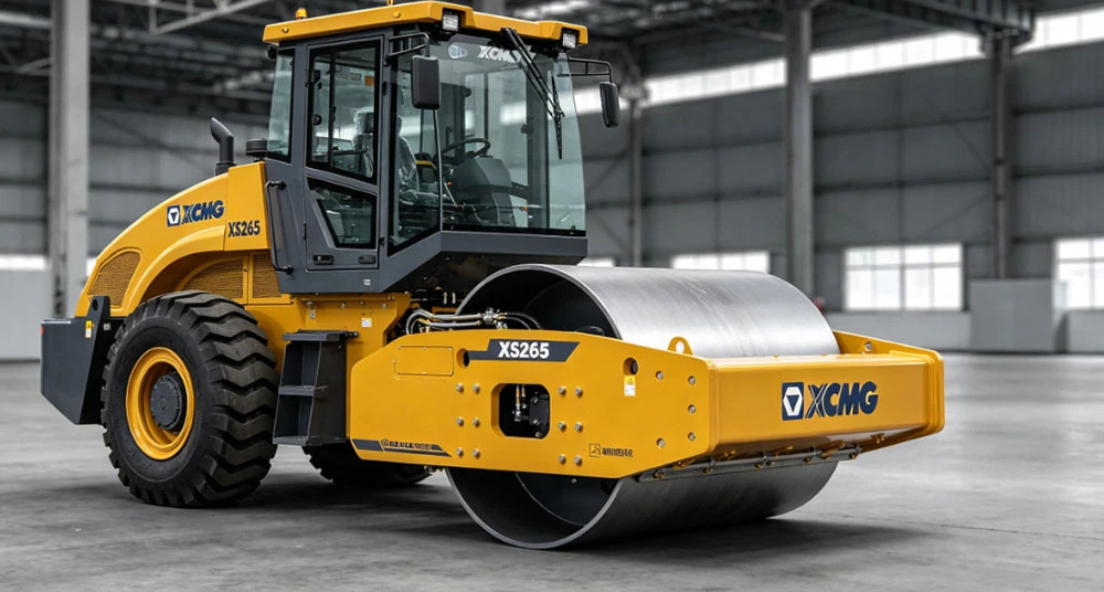 xcmg xs265 26 ton road roller side view