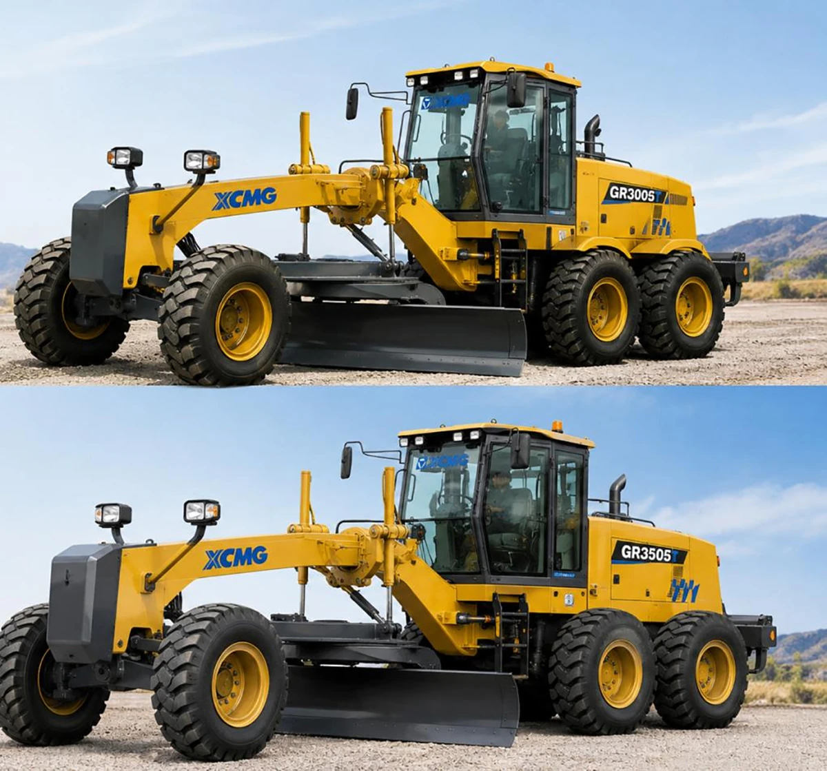 xcmg gr3005t vs gr3505t large motor grader side view comparison