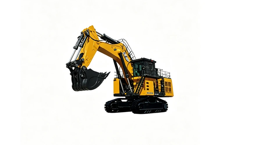 Exterior view of XCMG XE3000C 300t excavator showing bucket and cabin from the right side banner